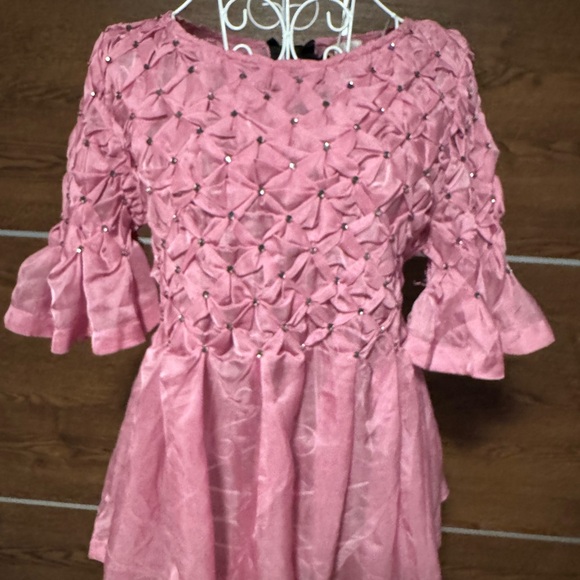 Anthropologie Maeve Short-Sleeve Rhinestone Sheer Babydoll Blouse M - Picture 5 of 12